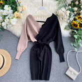 Elegant Sashes V Neck Knit Dress