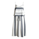 stripe chiffon two piece dress