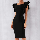 Black Butterfly Sleeve Bodycon Party Dress