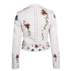 Embroidery faux leather jacket