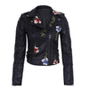 Embroidery faux leather jacket